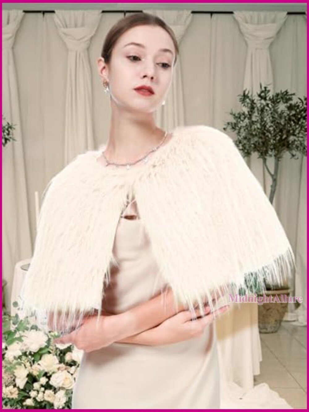 Faux Fur Shoulder Shawl Wrap Capelet for Women Wedding Party Winter - Picture 2 of 7